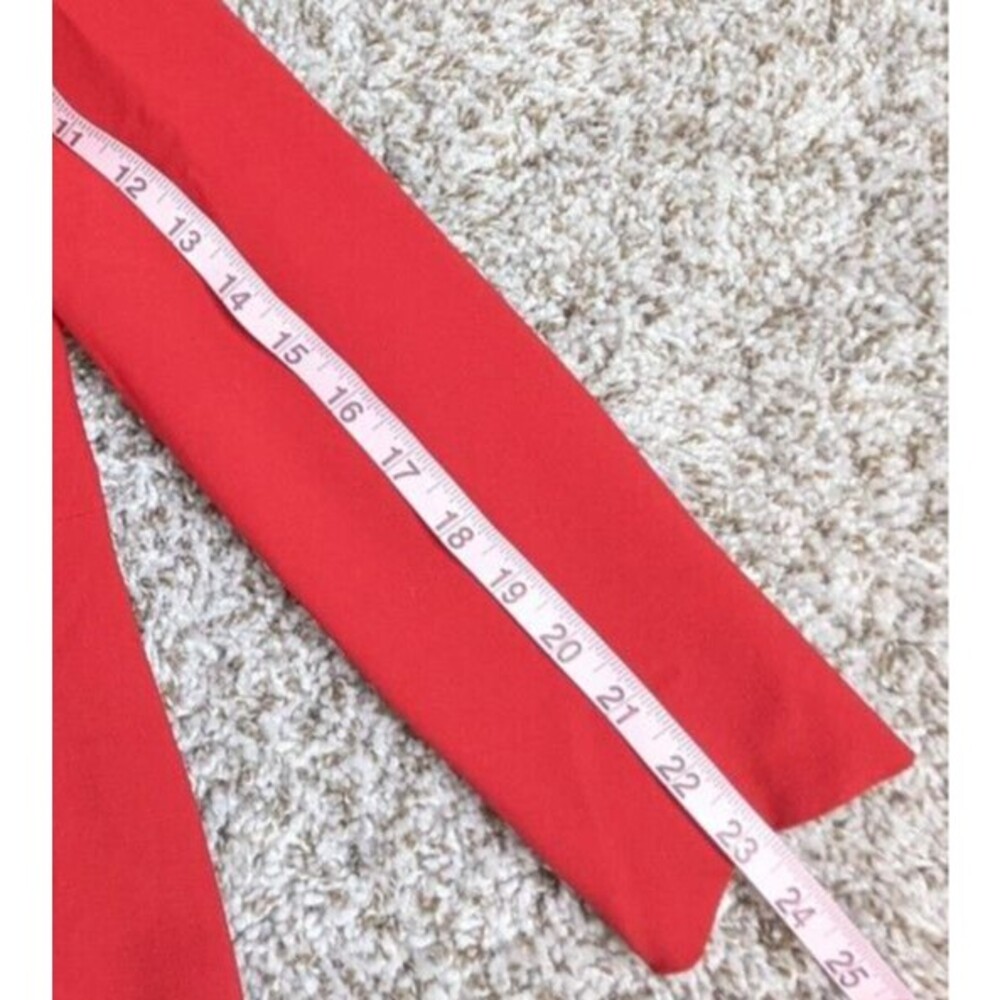 Vintage Rena Lange Dress Size 8 Red Long Sleeve Crepe Moonbeam Inset Patch - Picture 12 of 15